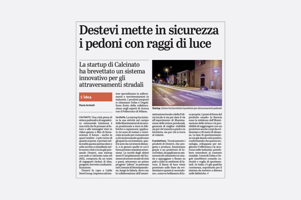 Il progetto pilota per illuminare le strisce pedonali sul Giornale di Brescia